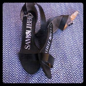 Sam & Libby Black Wedge Sandals Sz 9